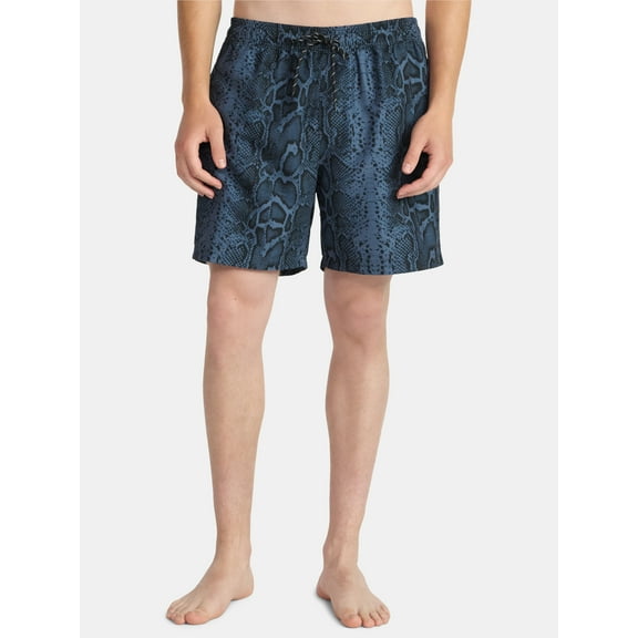 No Boundaries Elastic Waist Swim Shorts, 6" Inseam, Men's & Big Men's