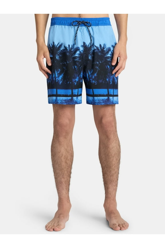 Elastic Waist Swim Shorts, 6" Inseam, Men's & Big Men's