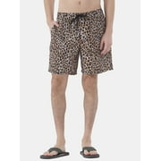 No Boundaries Men's & Big Men's Elastic Waist Cheetah Swim Trunks, 7" Inseam, Sizes S-3XL