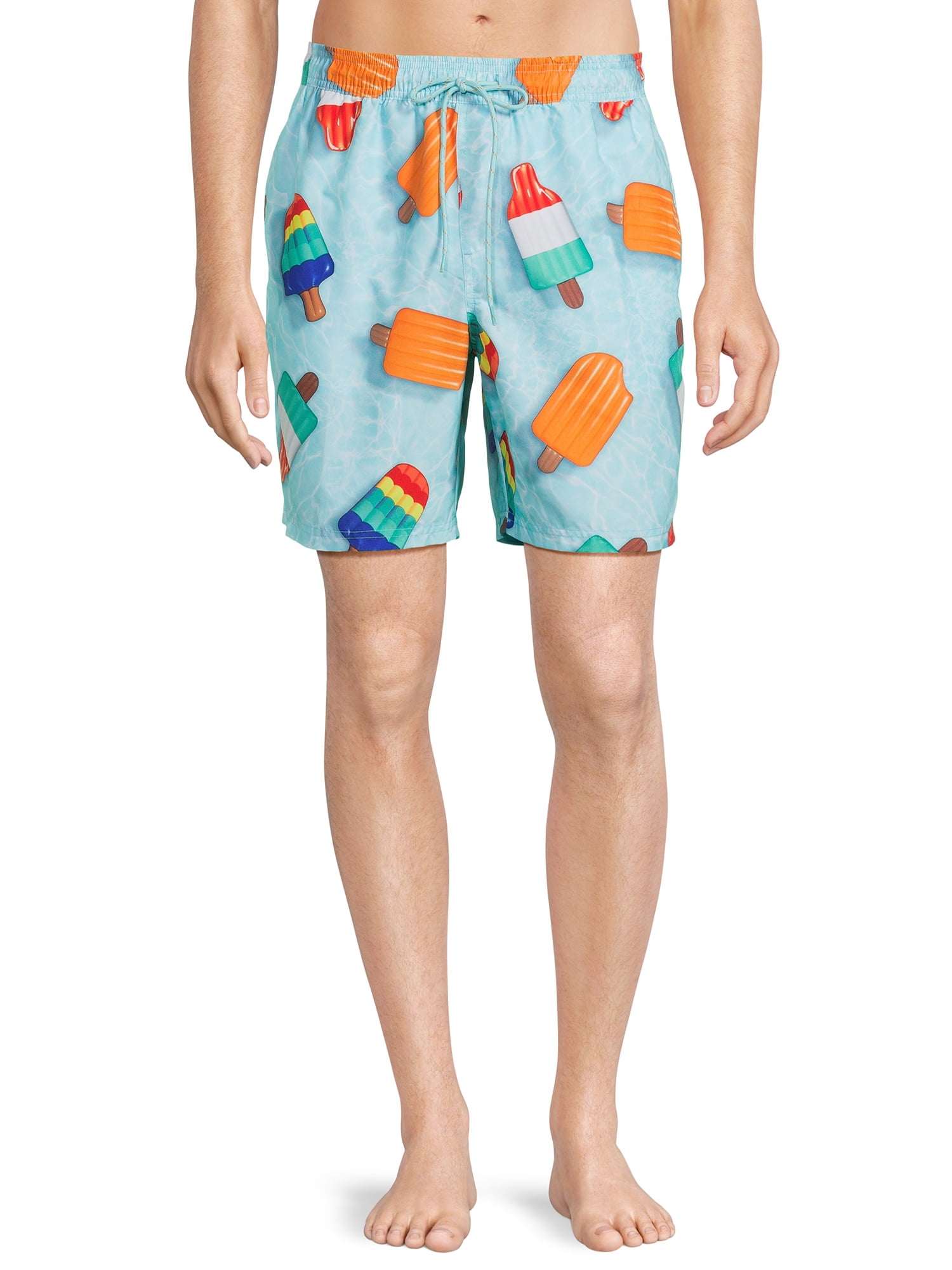 No Boundaries Men's & Big Men's Elastic Waist Swim Trunks, 7" Inseam, Sizes S-5XL