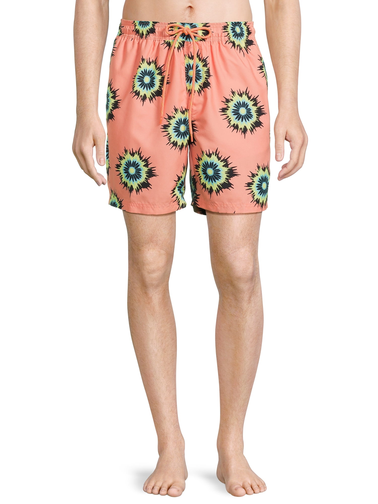 No Boundaries Men's & Big Men's Elastic Waist Swim Trunks, 7" Inseam, Sizes S5XL