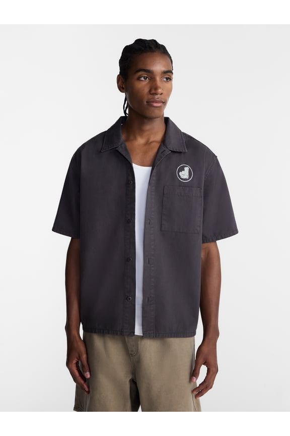 Boxy Fit Emboridered Mechanic Shirt, Men's XS-5XL