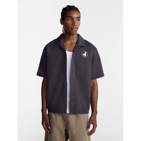 No Boundaries Boxy Fit Emboridered Mechanic Shirt, Men's XS-5XL