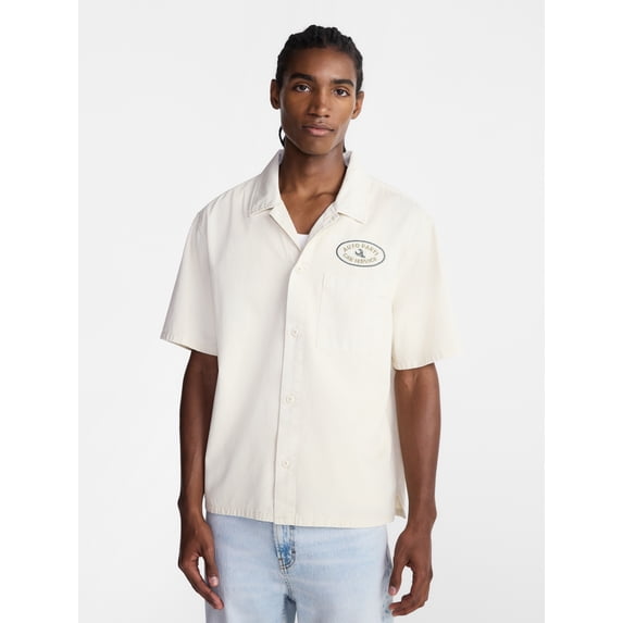 No Boundaries Boxy Fit Emboridered Mechanic Shirt, Men's XS-5XL