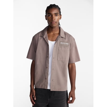 No Boundaries Boxy Fit Emboridered Mechanic Shirt, Men's XS-5XL