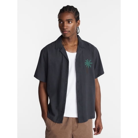 Embroidery Shirt with Short Sleeves, Men's XS-5XL