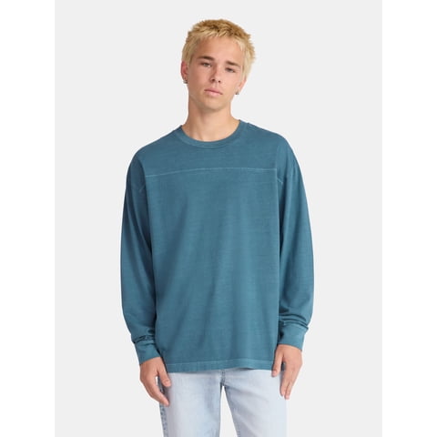 Cotton Washed Tee with Long Sleeves, Men's & Big Men's