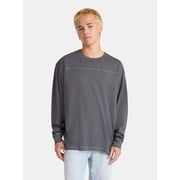 No Boundaries Cotton Washed Tee with Long Sleeves, Men's & Big Men's