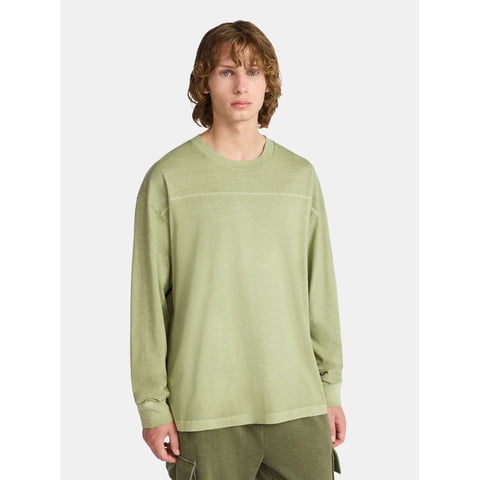 Cotton Washed Tee with Long Sleeves, Men's & Big Men's