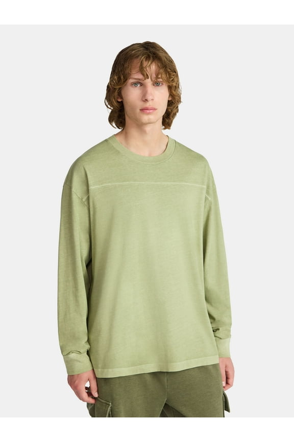 Cotton Washed Tee with Long Sleeves, Men's & Big Men's