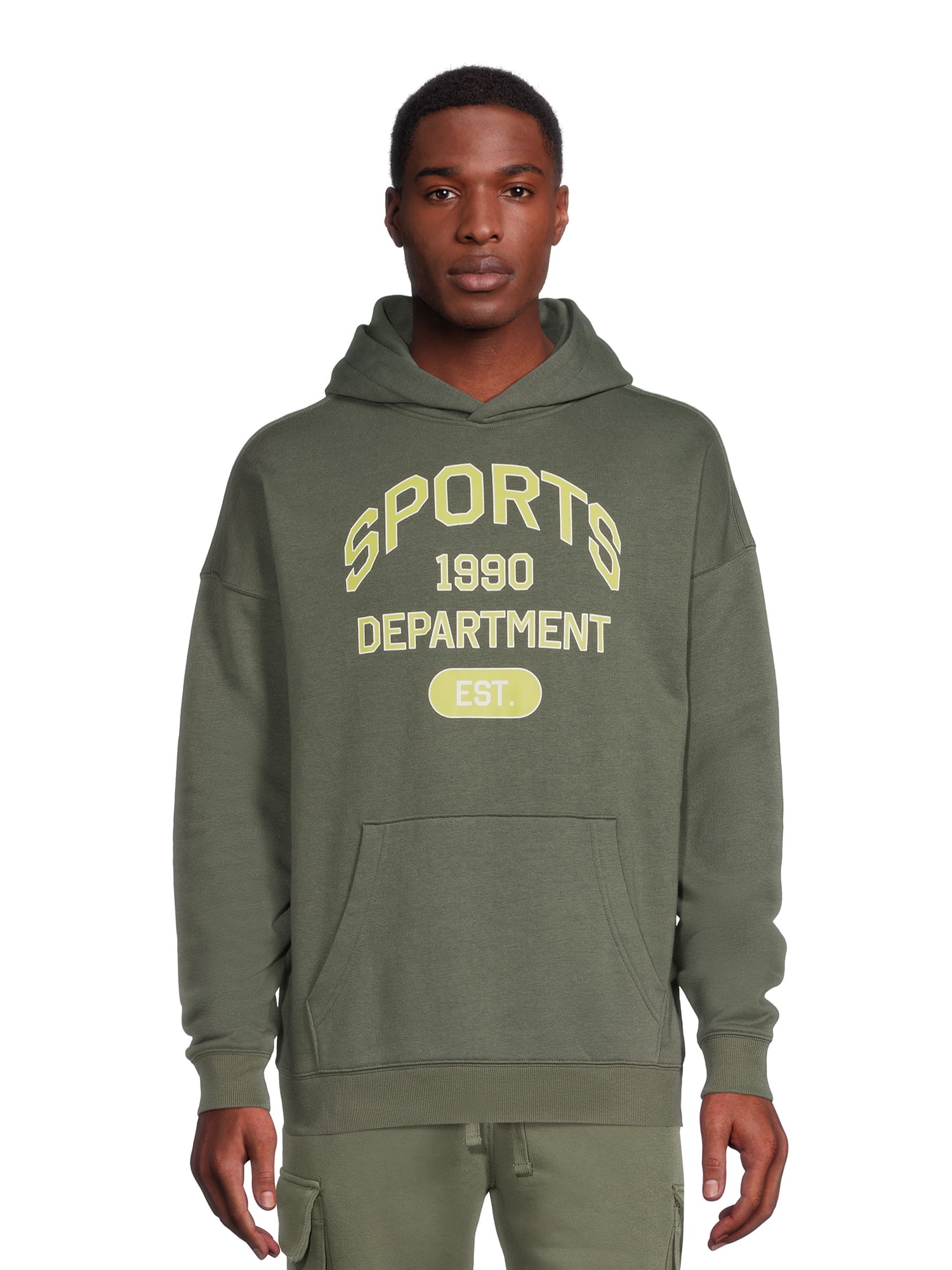 No Boundaries Men's Oversized Pullover Graphic Hoodie Sweatshirt with ...