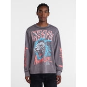 Kiss, Mens Mineral Wash Boxy Fit Graphic Long-sleeve Tee Shirt, Sizes XS-4XLT