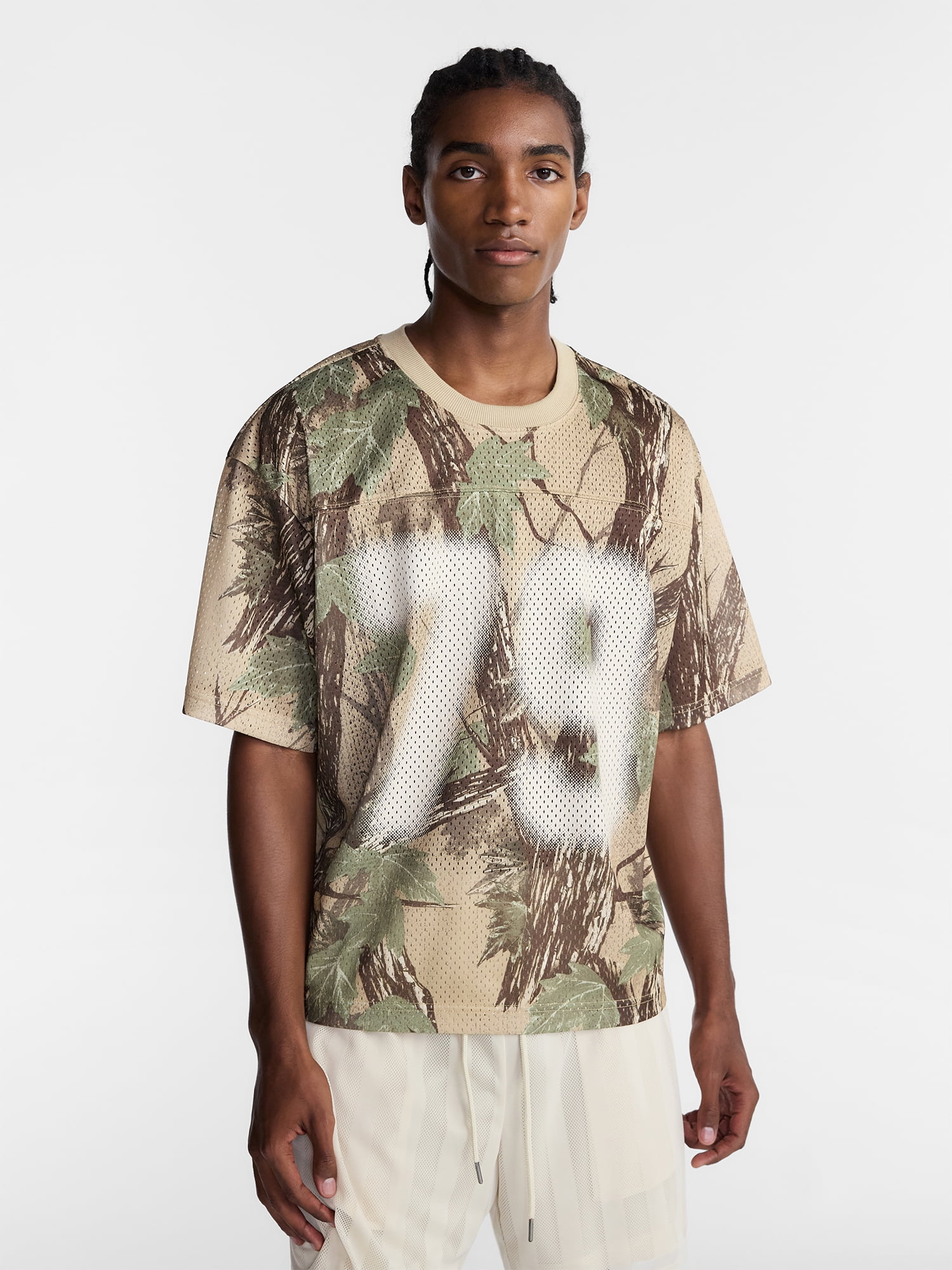 No Boundaries Graphic Boxy Fit Mesh Jersey Style Shirt, Men's XS-5XL