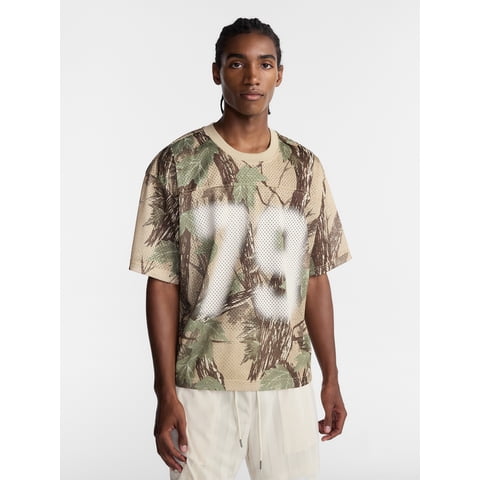Graphic Boxy Fit Mesh Jersey Style Shirt, Men's XS-5XL
