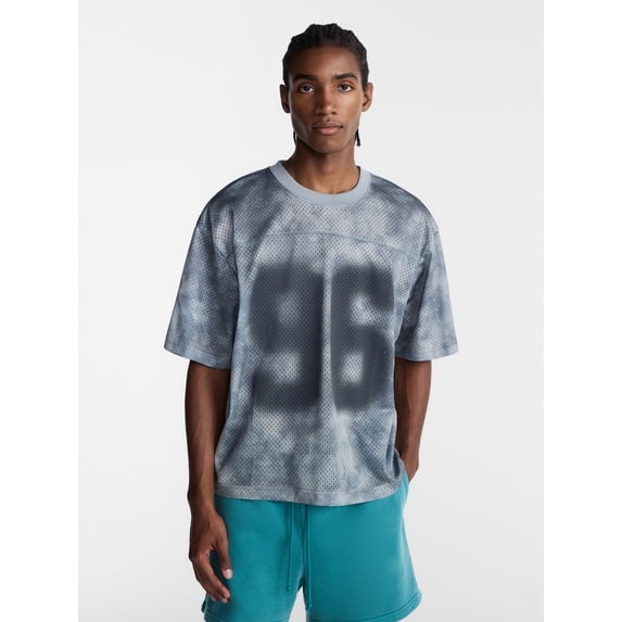 No Boundaries Graphic Boxy Fit Mesh Jersey Style Shirt, Men's XS-5XL