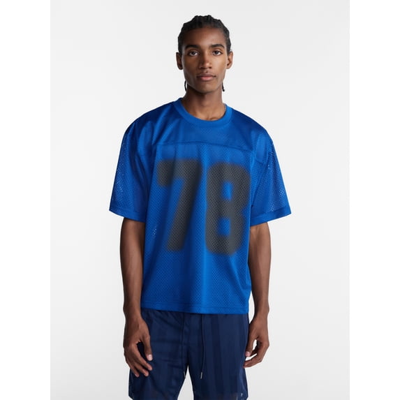 No Boundaries Graphic Boxy Fit Mesh Jersey Style Shirt, Men's XS-5XL