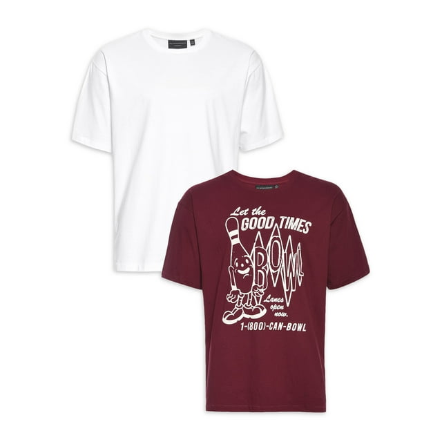 No Boundaries Men's & Big Men's Graphic & Solid Tee Shirts, 2Pack