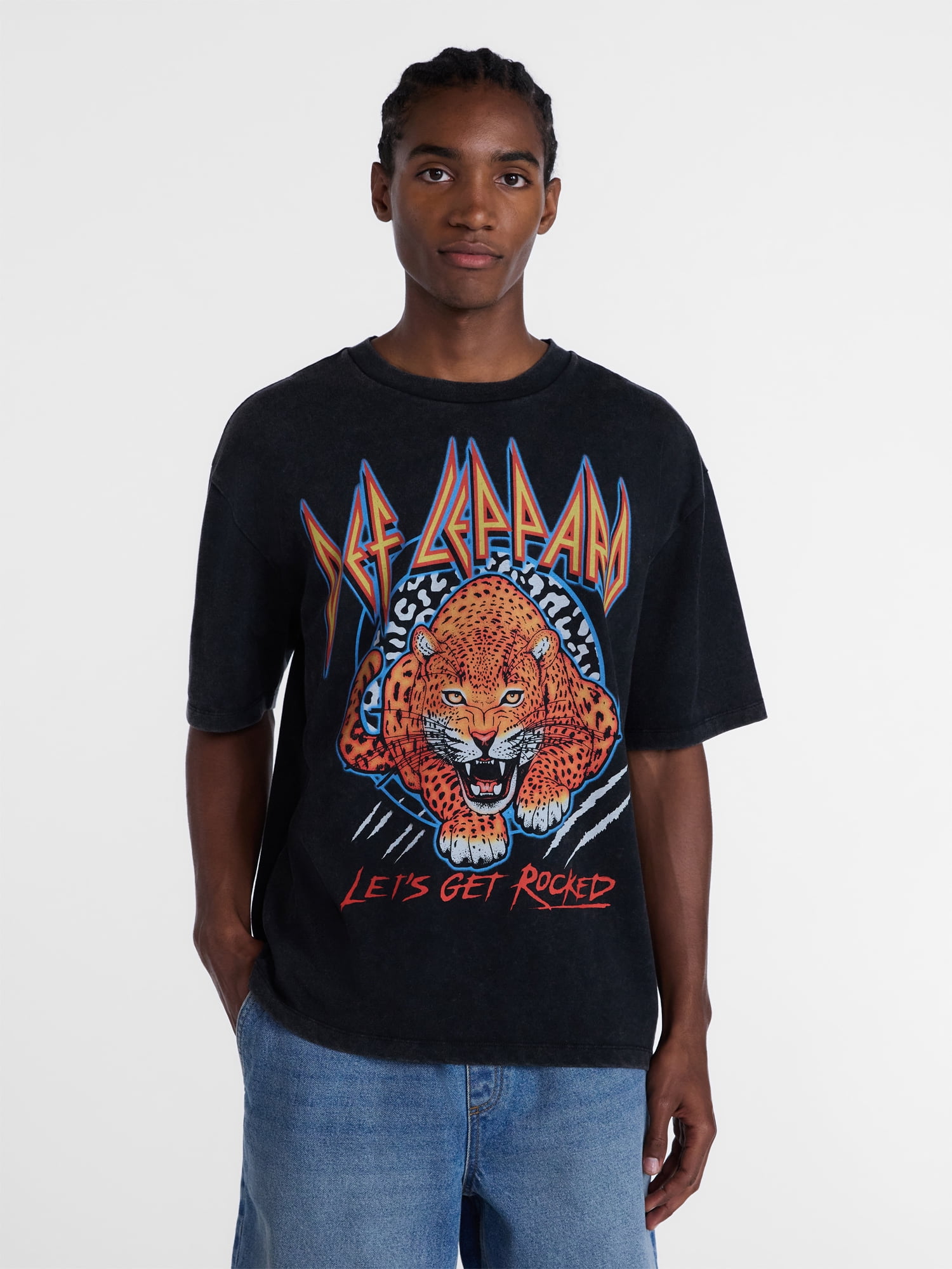Def Leppard, Men's & Men's and Tall Mineral Wash Boxy Graphic Tee, Sizes XS–5XB & MT-4XLT