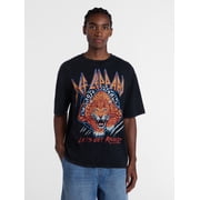 Def Leppard Mens Mineral Washed Boxy Fit Graphic Tee Shirt, Sizes XS-4XLT