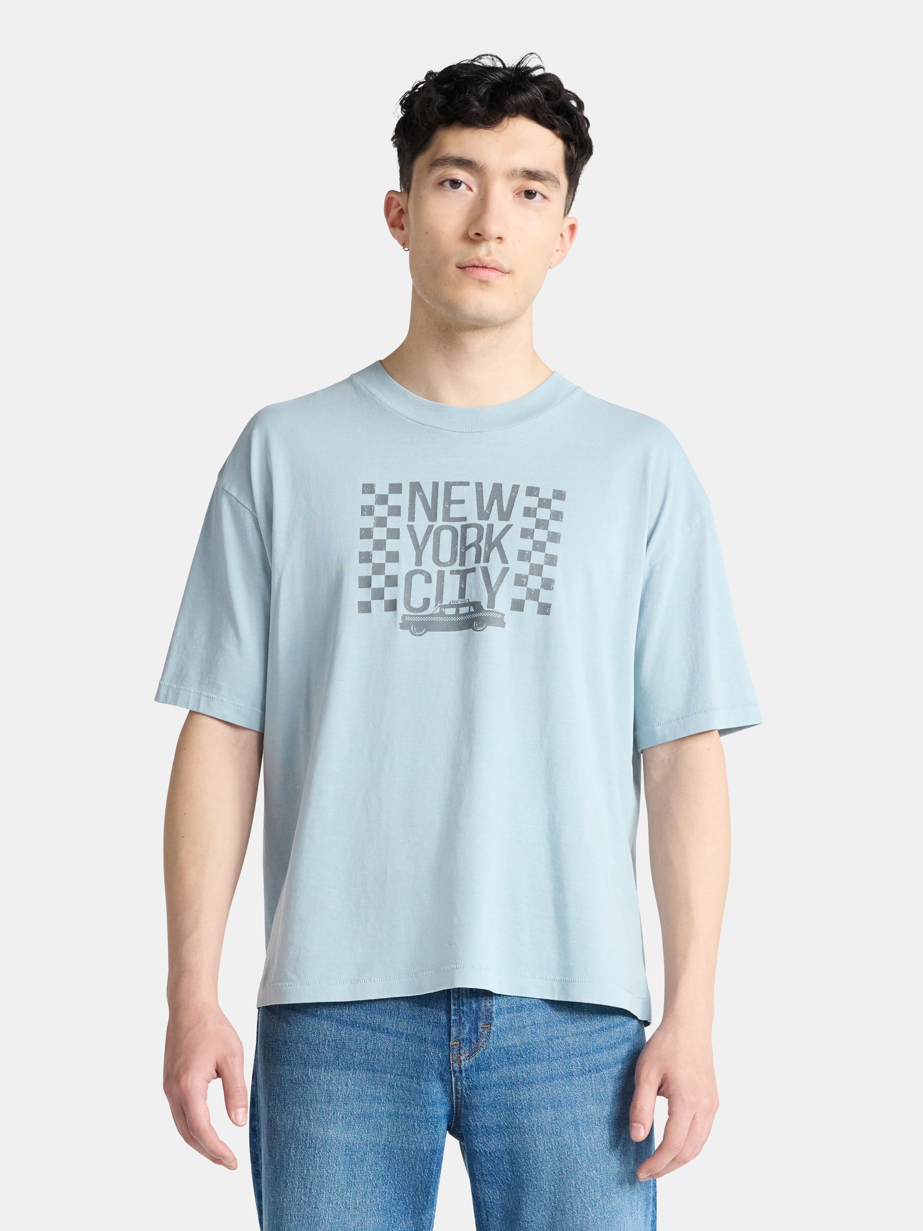 No Boundaries Oversized Boxy Fit Cropped Length New York