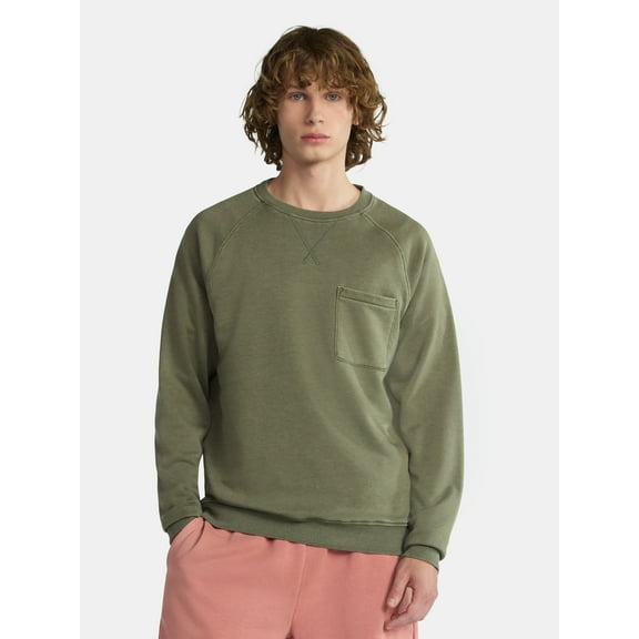 No Boundaries Oversized Crewneck Sweatshirt with Long Sleeves, Men's & Big Men's