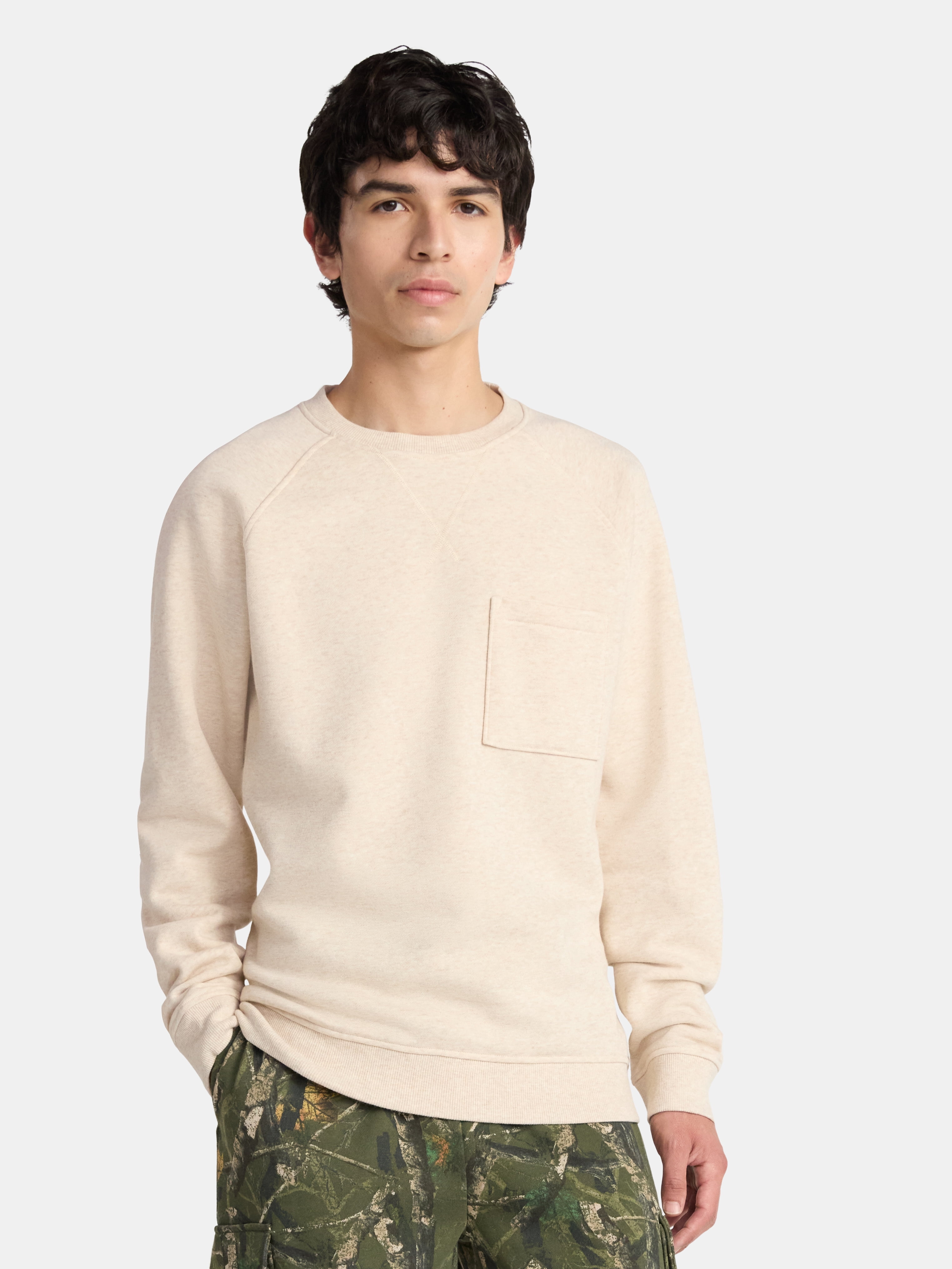 No Boundaries Crewneck Sweatshirt with Long Sleeves, Men's & Big Men's
