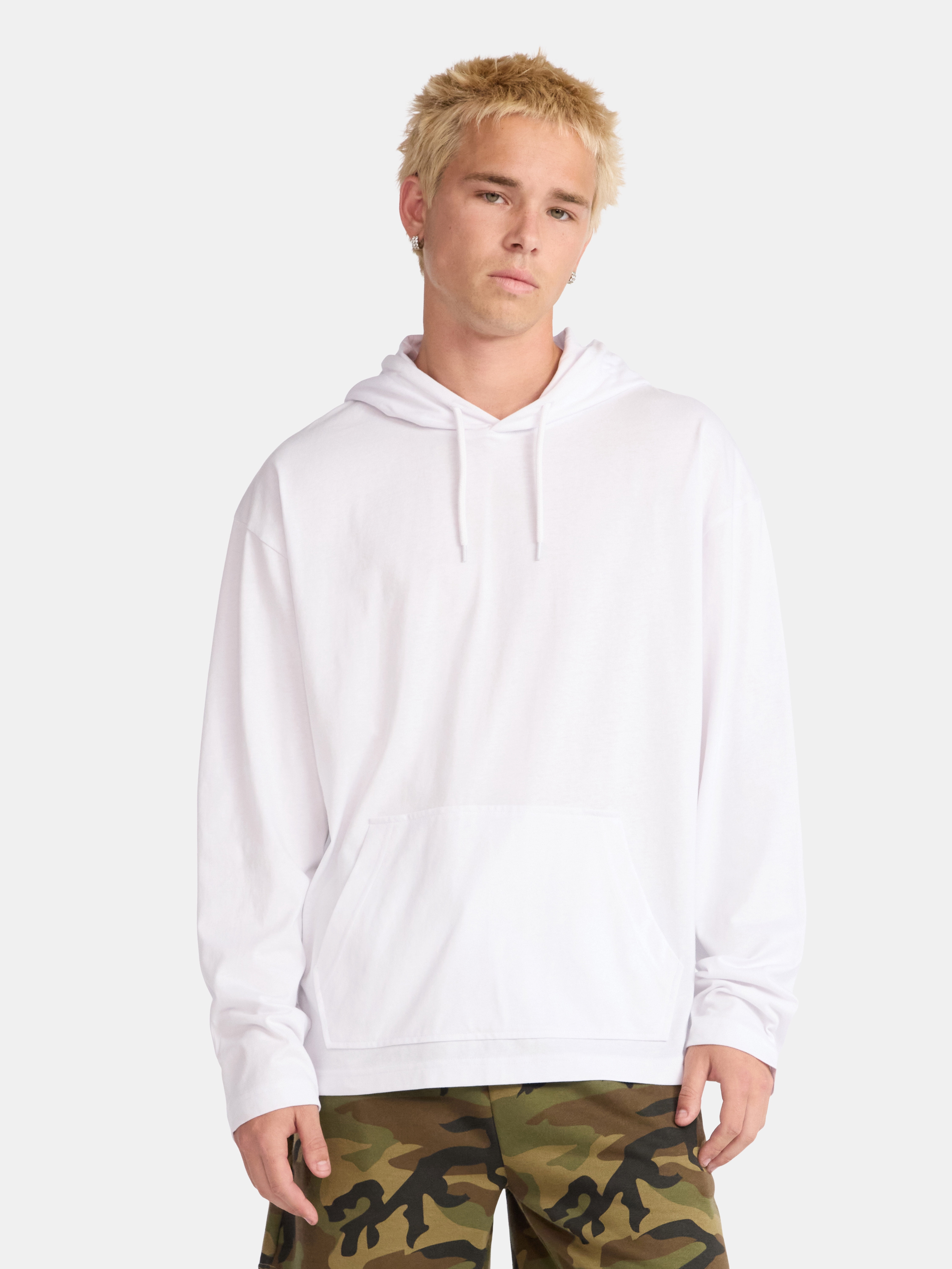 No Boundaries Men's & Big Men's Cotton Long Sleeve Jersey Tee Shirt Hoodie, Sizes XS-5XL