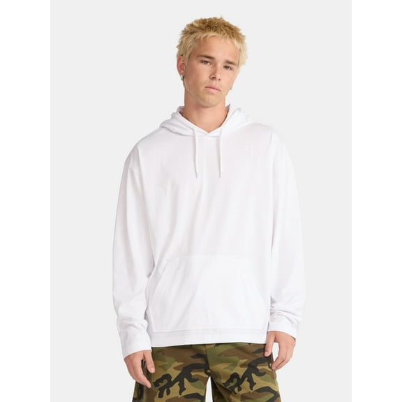 No Boundaries Men's & Big Men's Cotton Long Sleeve Jersey Tee Shirt Hoodie, Sizes XS-5XL