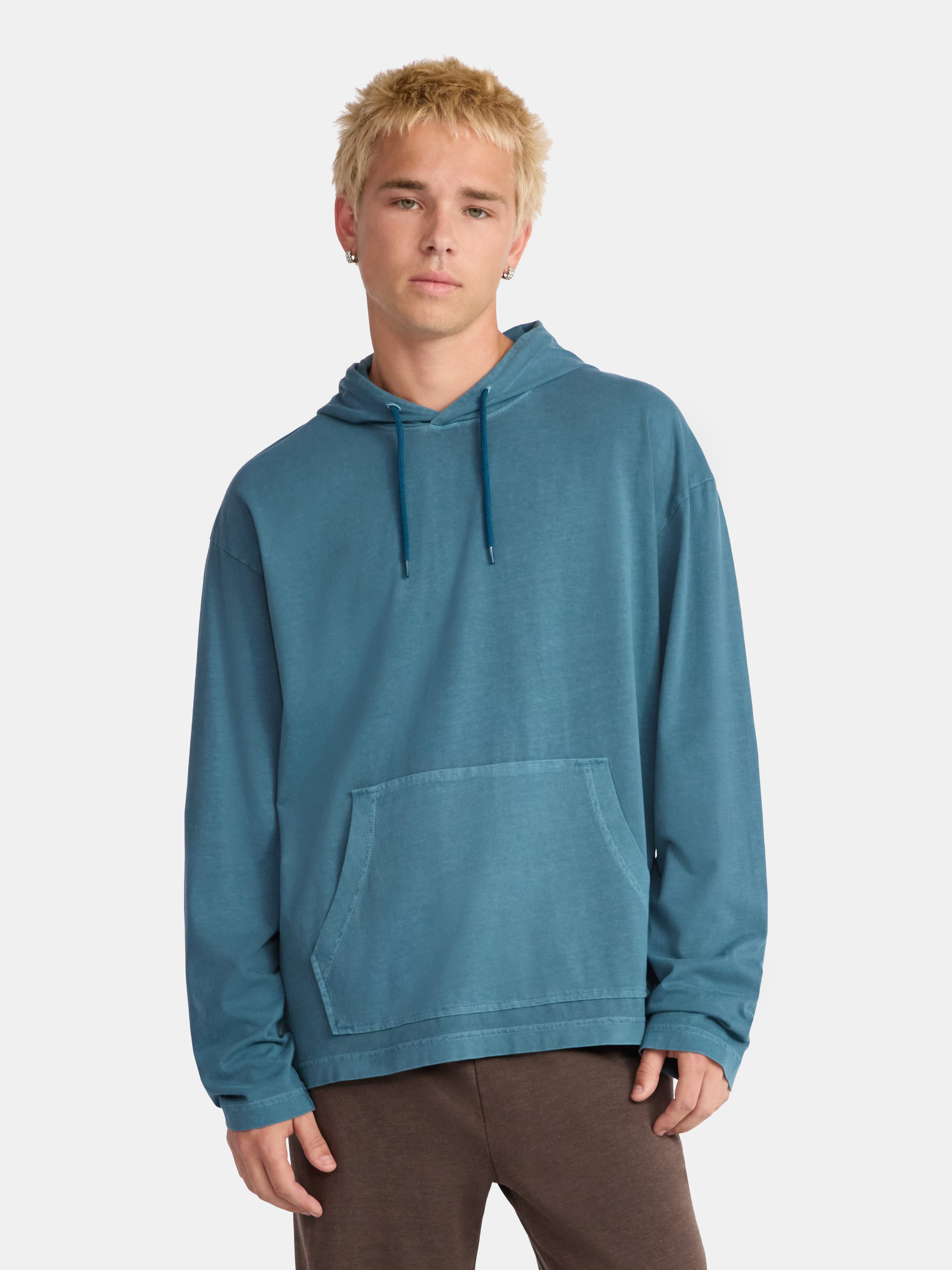 No Boundaries Men's & Big Men's Cotton Long Sleeve Jersey Tee Shirt Hoodie, Sizes XS-5XL