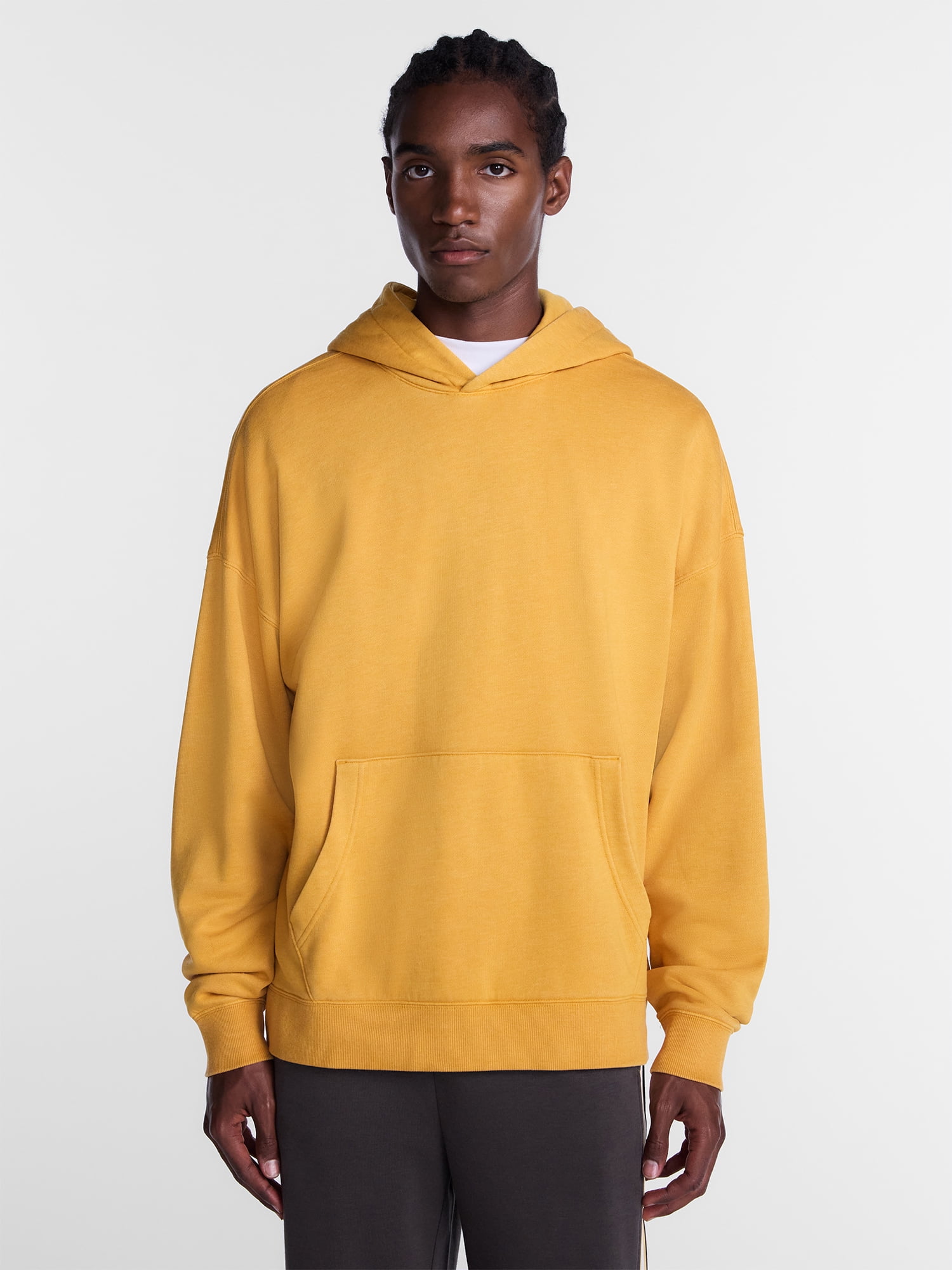 No Boundaries Boxy Fit Oversized Fleece Hoodie with Long Sleeves, Men's XS-4XLT