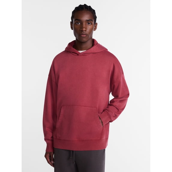 No Boundaries Boxy Fit Oversized Fleece Hoodie with Long Sleeves, Men's XS-4XLT