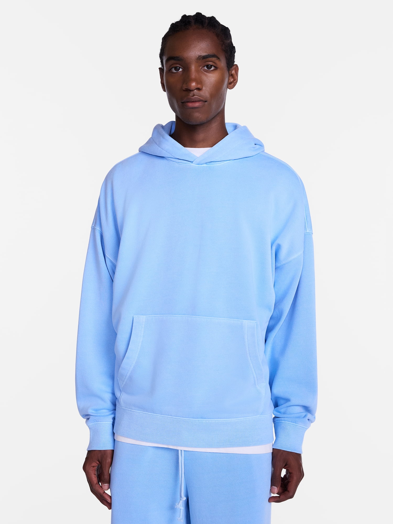 No Boundaries Boxy Fit Oversized Fleece Hoodie with Long Sleeves, Men's XS-4XLT