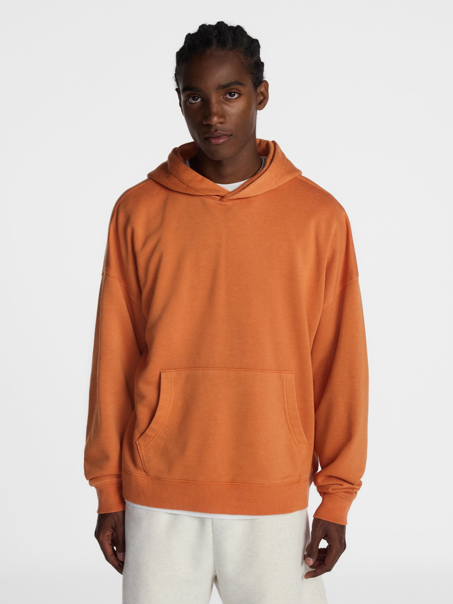 No Boundaries Boxy Fit Oversized Fleece Hoodie with Long Sleeves, Men's XS-4XLT
