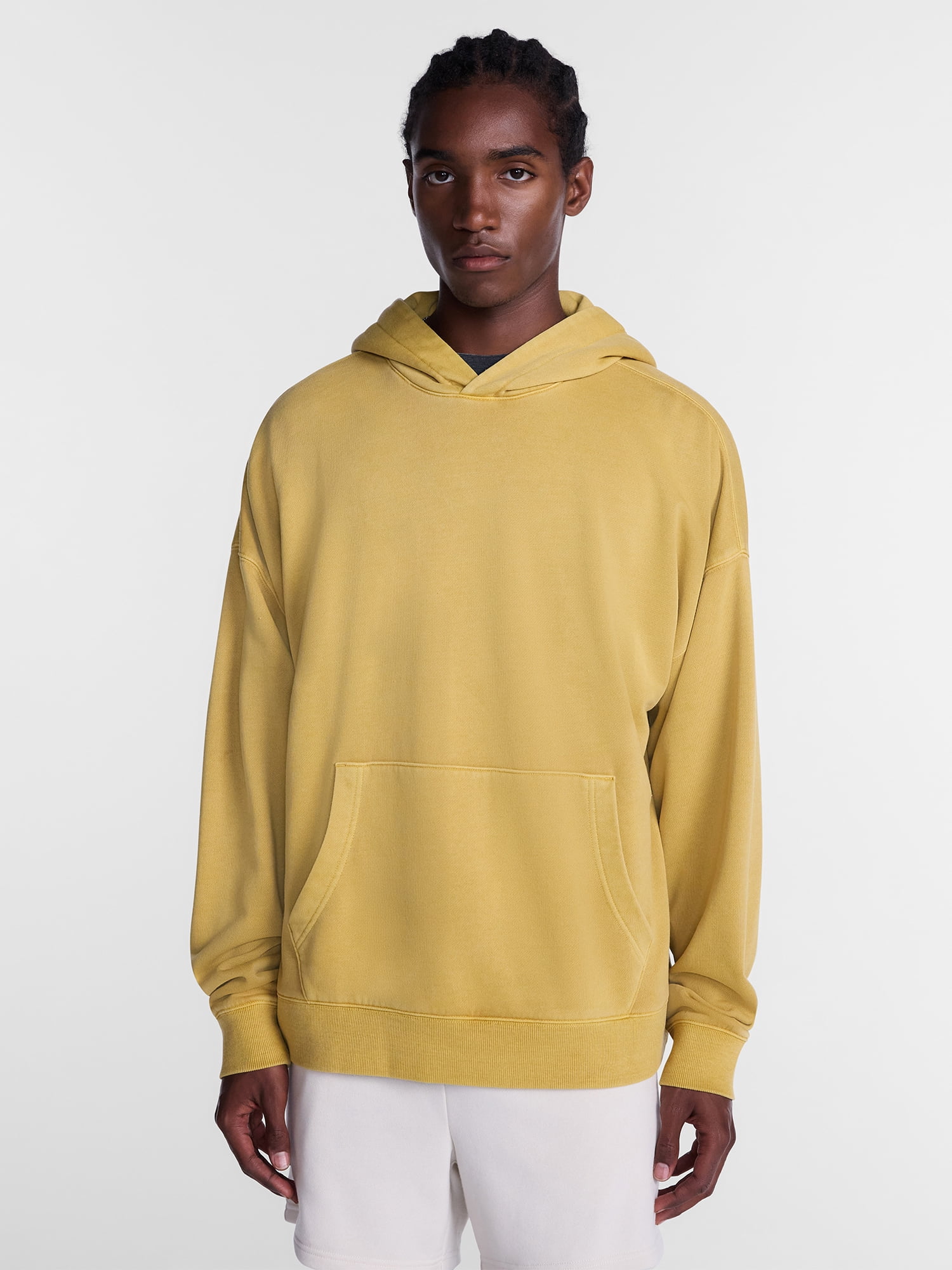 No Boundaries Boxy Fit Oversized Fleece Hoodie with Long Sleeves, Men's XS-4XLT