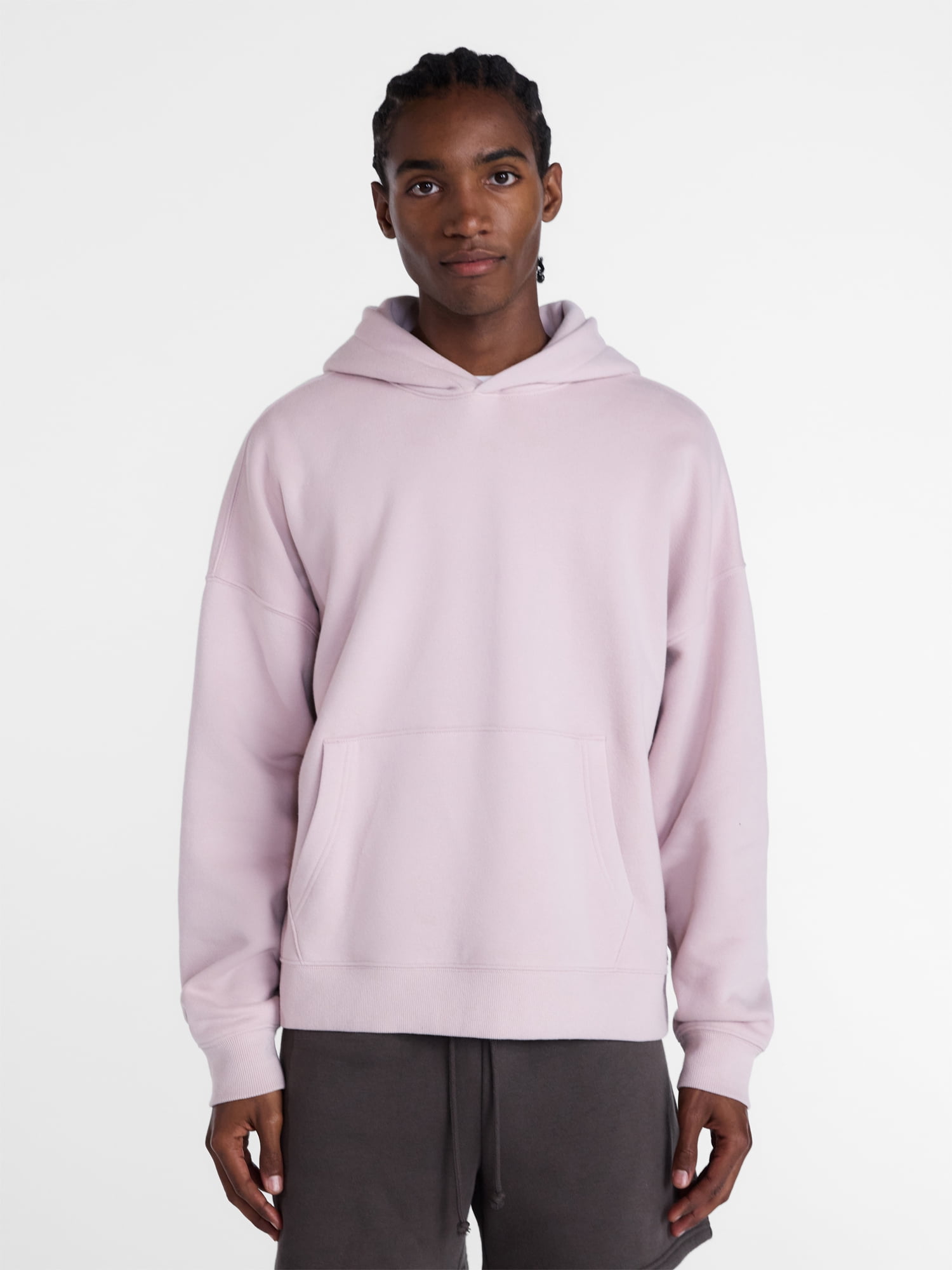 No Boundaries Boxy Fit Oversized Fleece Hoodie with Long Sleeves, Men's XS-4XLT