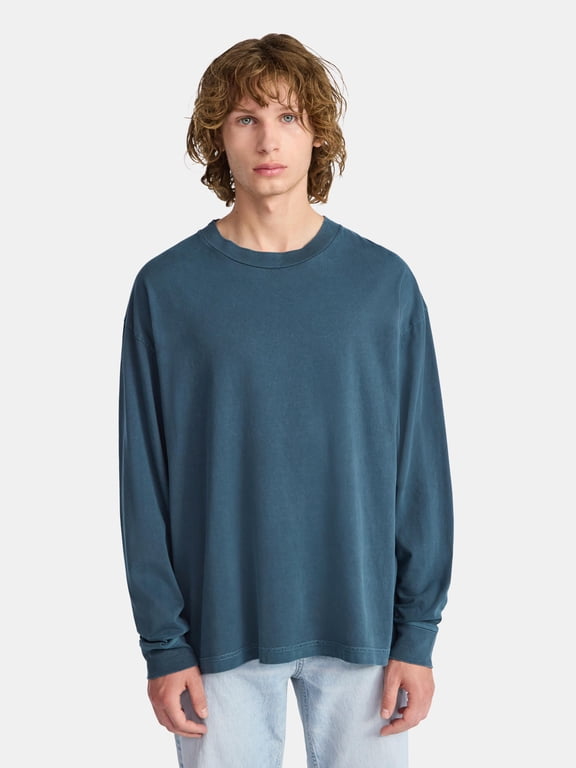 Cotton Oversized Long Sleeve Tee, Men's & Big Men's
