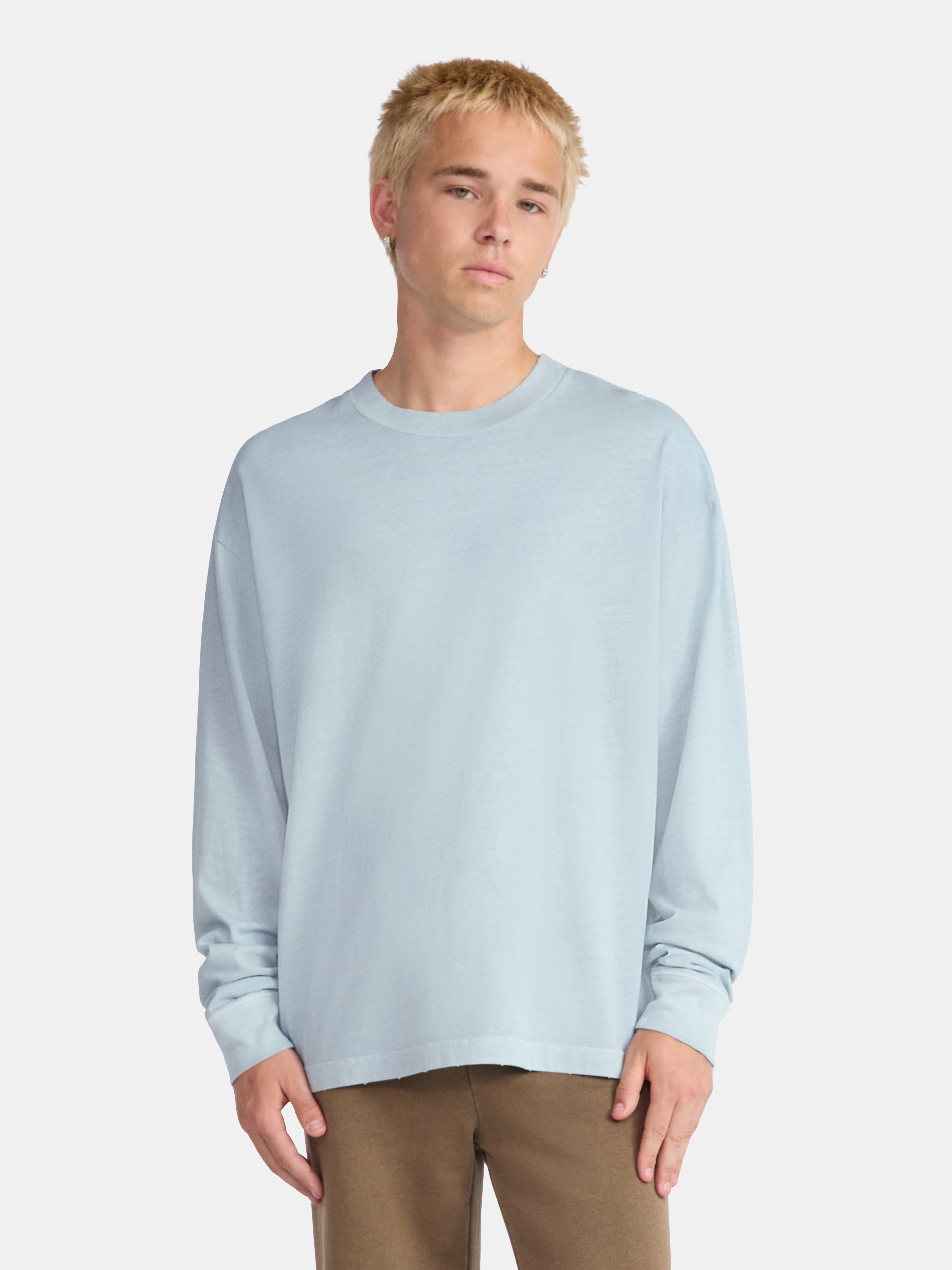 No Boundaries Cotton Oversized Tee with Long Sleeves, Men's & Big Men's