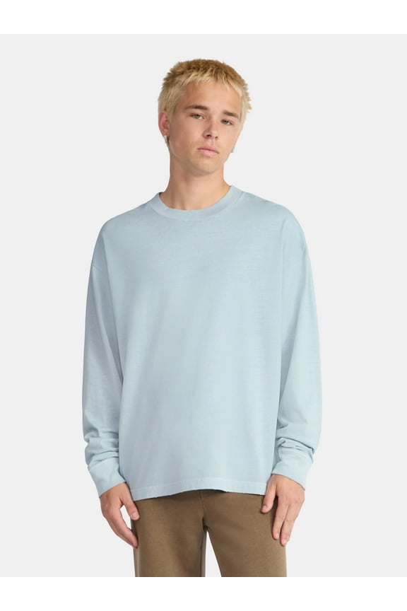 Cotton Oversized Tee with Long Sleeves, Men's & Big Men's