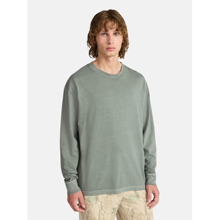 No Boundaries Men's & Big Men's Cotton Oversized Long Sleeve Tee
