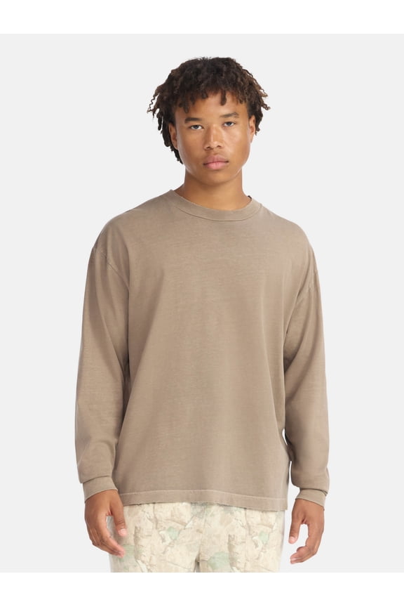 Cotton Oversized Long Sleeve Tee, Men's & Big Men's