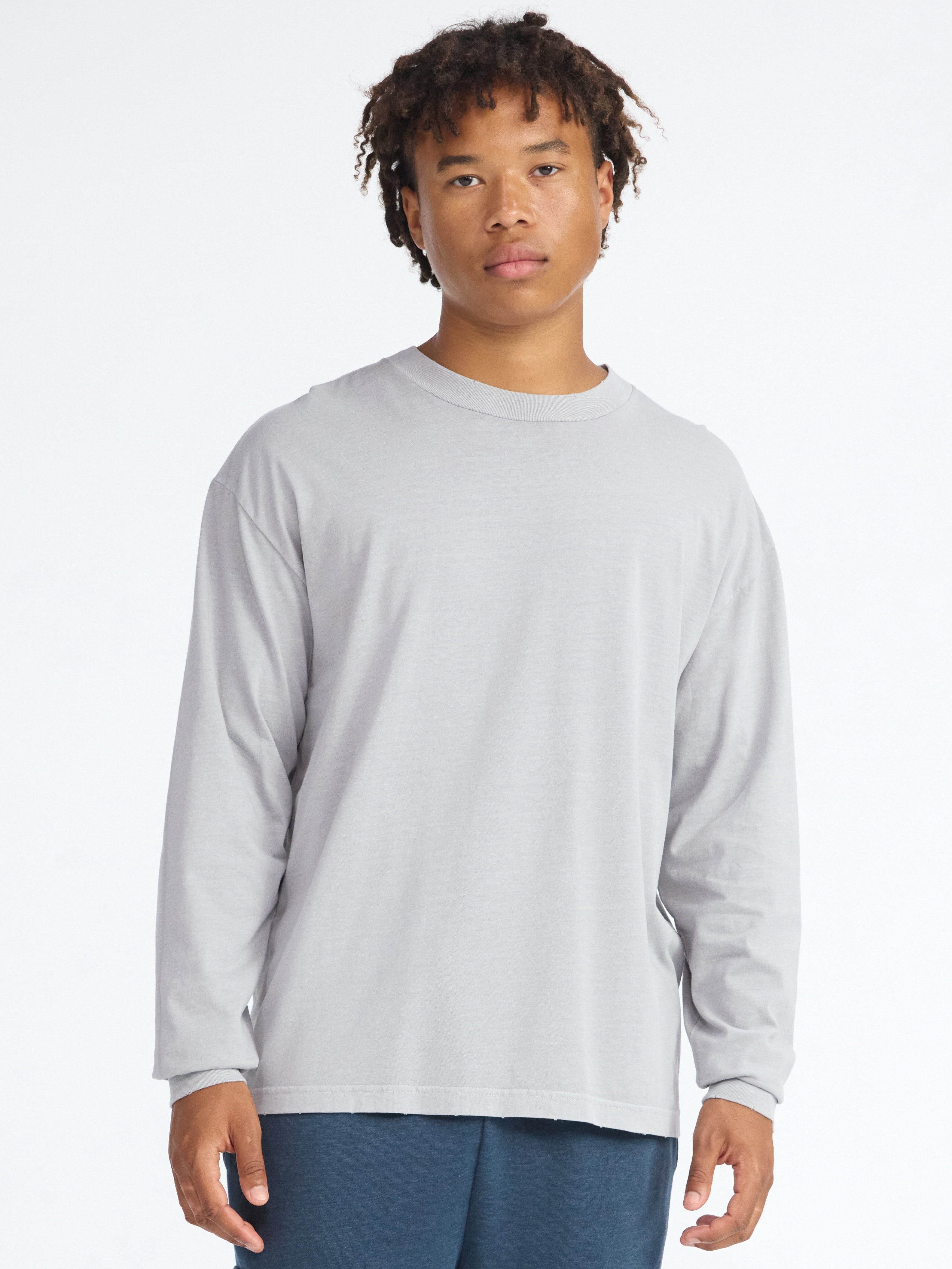 No Boundaries Cotton Oversized Tee with Long Sleeves, Men's & Big Men's