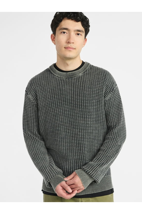 Men's & Big Men's Thermal Stitch Crewneck Sweater, Midweight, Sizes XS-3XL