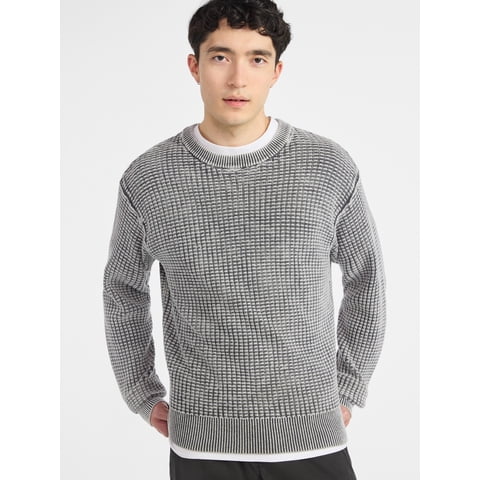 Men's & Big Men's Thermal Stitch Crewneck Sweater, Midweight, Sizes XS-3XL