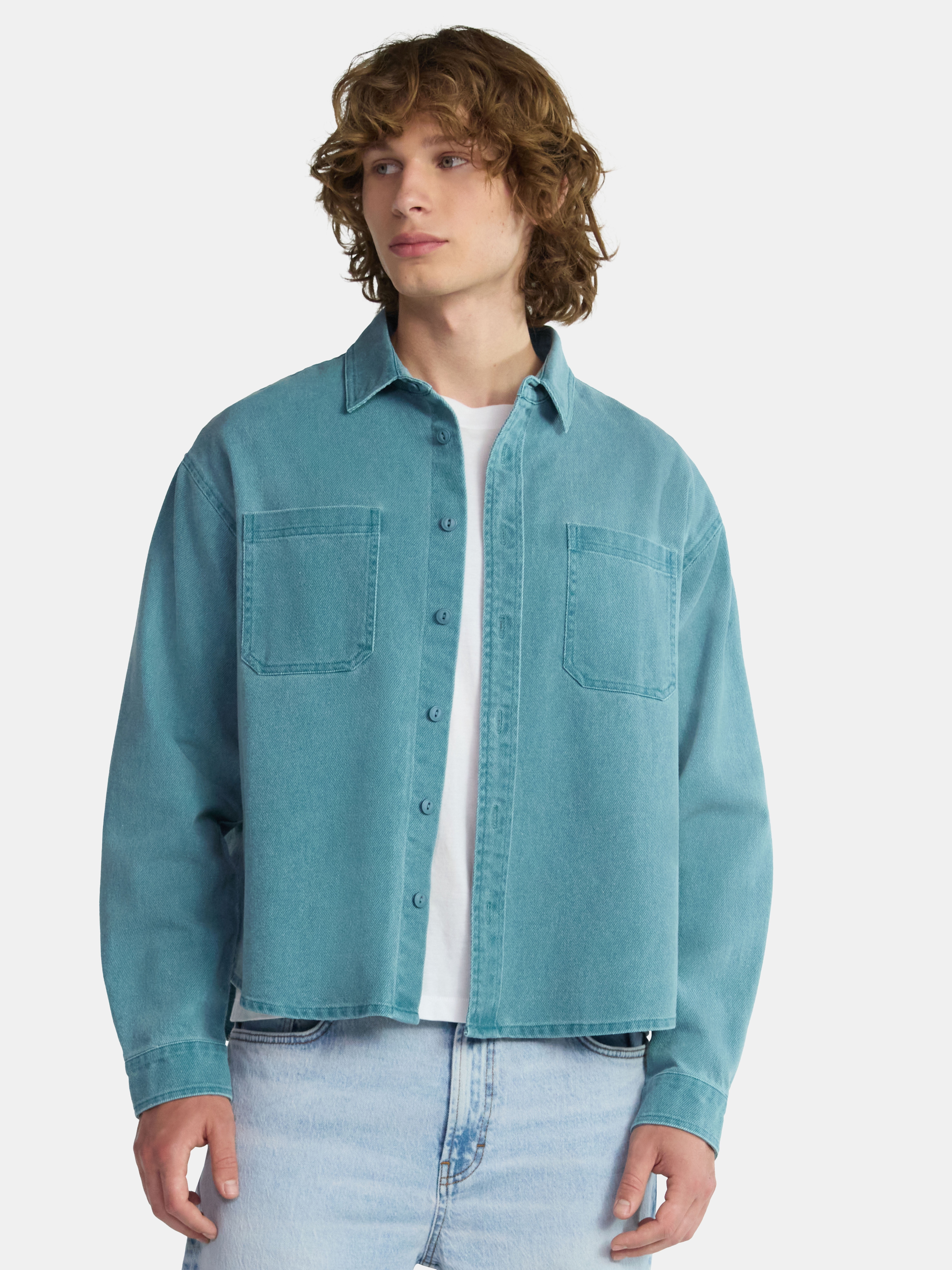 No Boundaries Twill Shirt with Long Sleeves, Men's and Big Men's