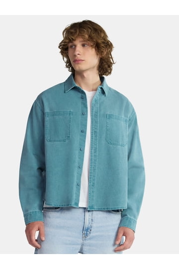 blue dress shirt walmart Casual Button-down Shirts in Young Men's Clothing Select Pants Size:32W