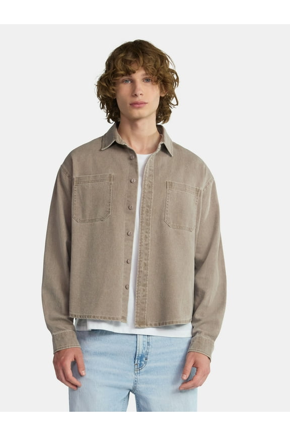 Twill Shirt with Long Sleeves, Men's and Big Men's