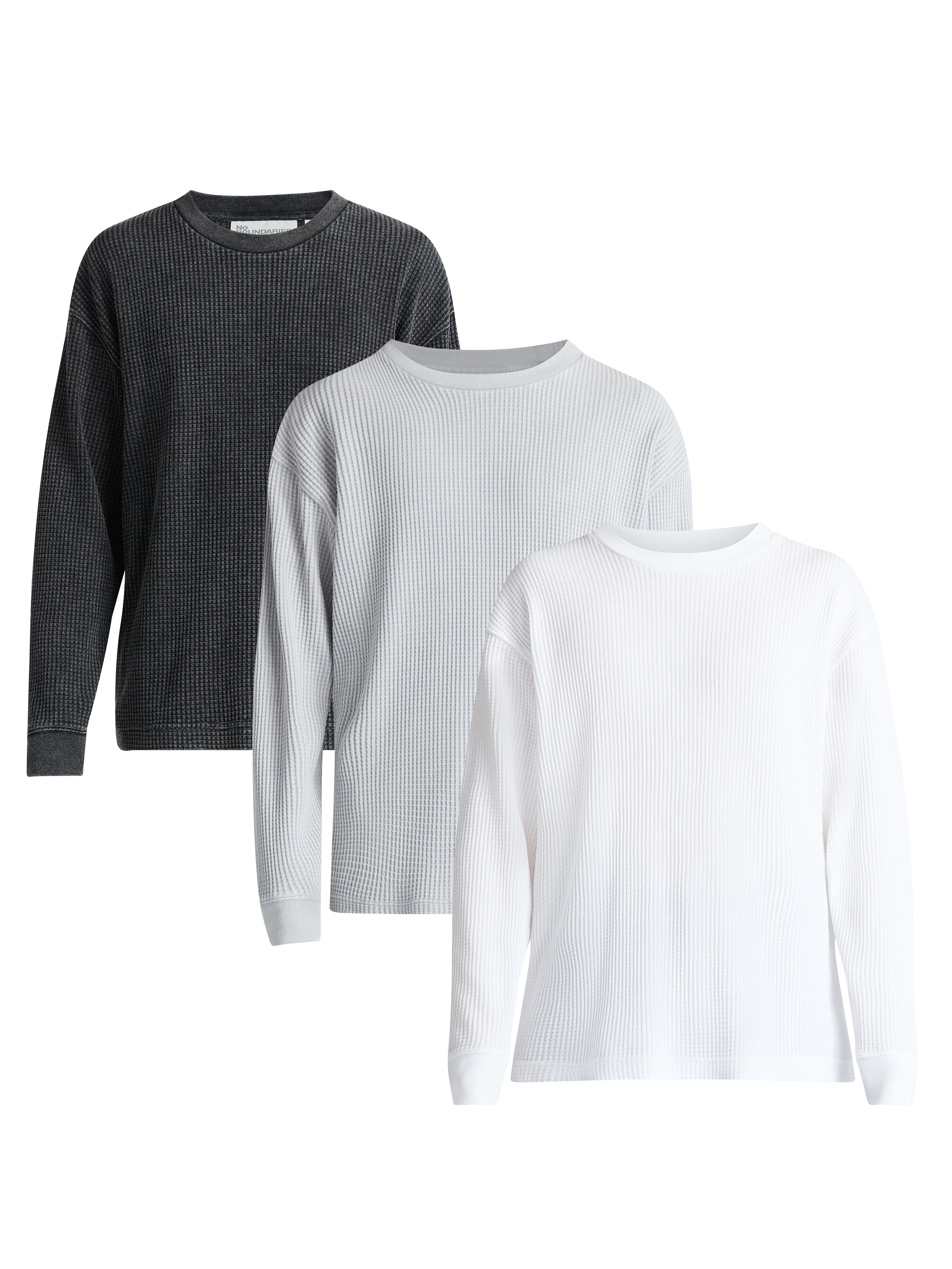 No Boundaries Thermal Tee with Long Sleeves, 3-Pack, Men's & Big