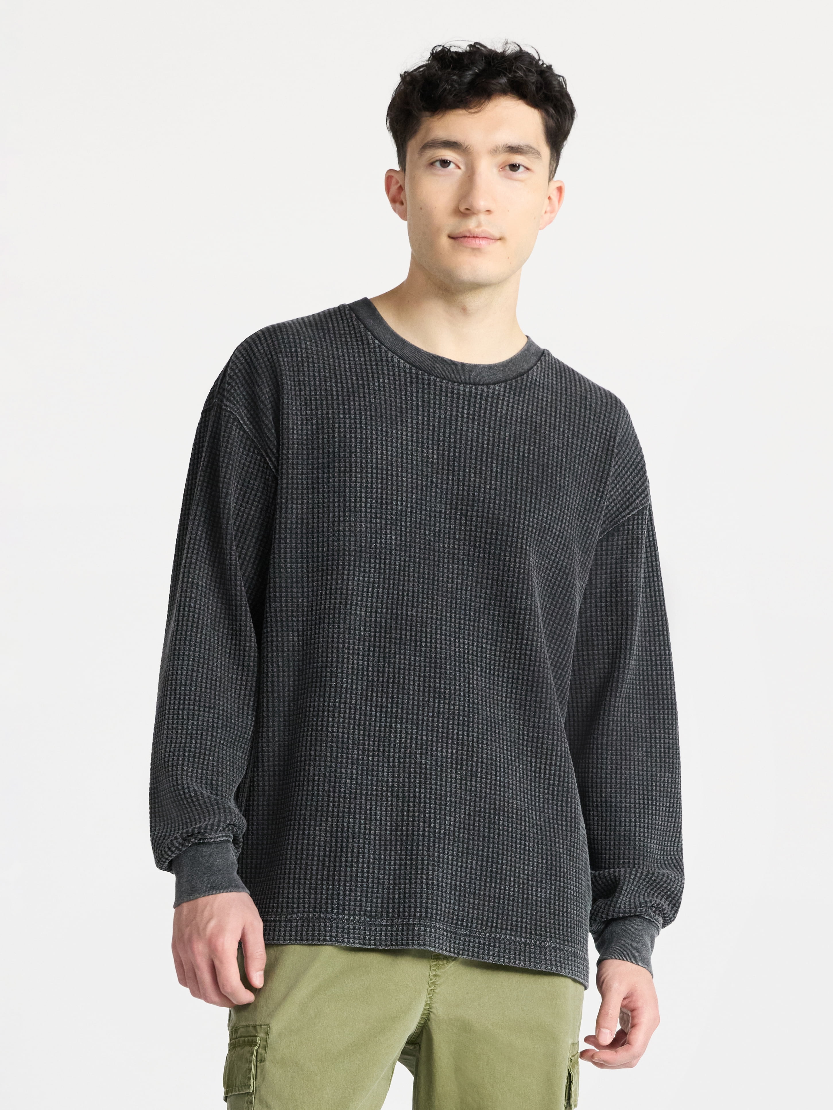 No Boundaries Thermal Tee with Long Sleeves, 3-Pack, Men's & Big