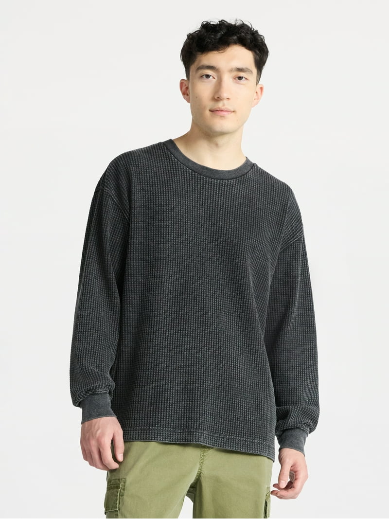 No Boundaries Thermal Tee with Long Sleeves, 3-Pack, Men's & Big