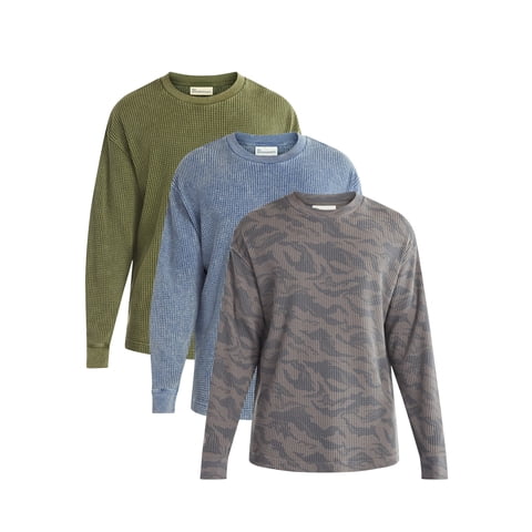 Thermal Tee with Long Sleeves, 3-Pack, Men's & Big Men's